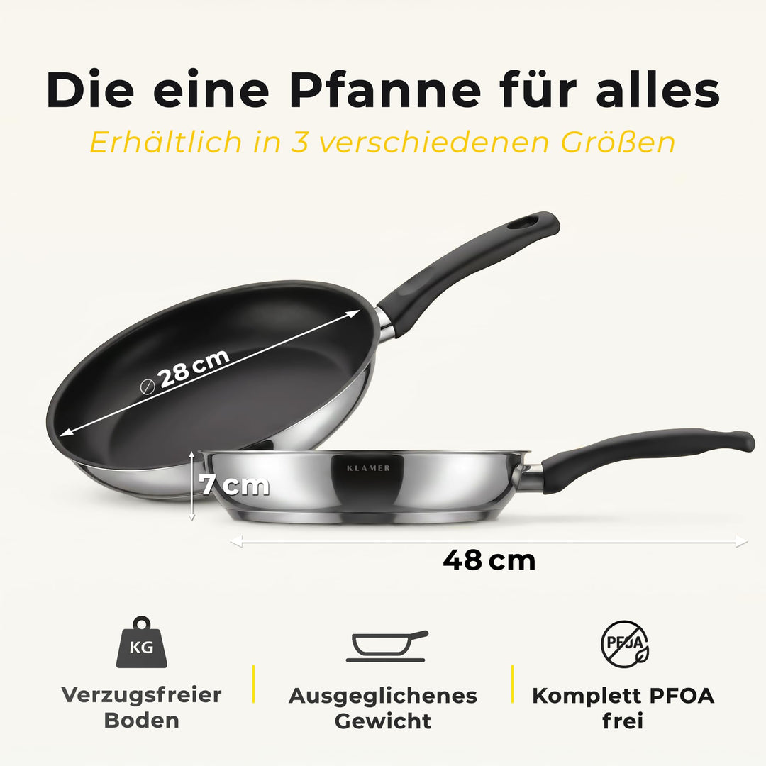 Bratpfanne 28 cm Induktion Antihaft Greblon C3+ PFOA-frei - Bild 4