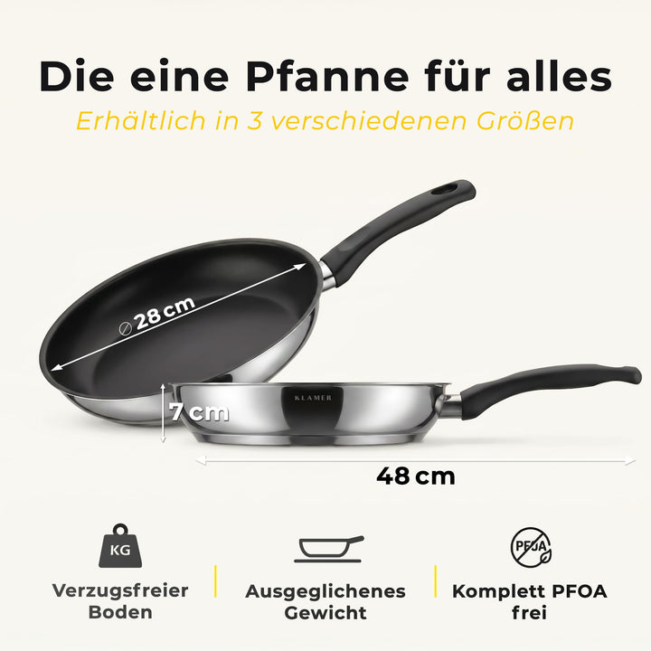 Bratpfanne 28 cm Induktion Antihaft Greblon C3+ PFOA-frei - Bild 4