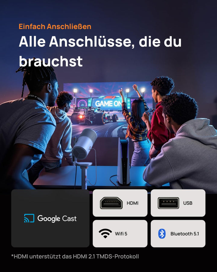Laser-Beamer tragbar mit Akku 550 Lumen Google TV 120 Zoll - Bild 7
