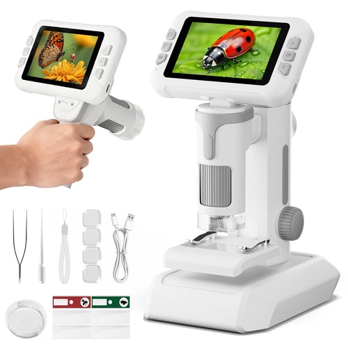 Kinder-Mikroskop Digital 1600x 4-Zoll IPS-Screen mit Foto & Video