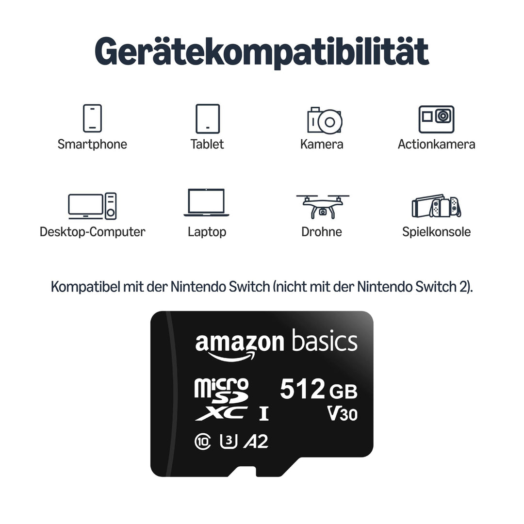 microSDXC-Speicherkarte 512 GB A2 U3 mit SD-Adapter 100 MB/s - Bild 3