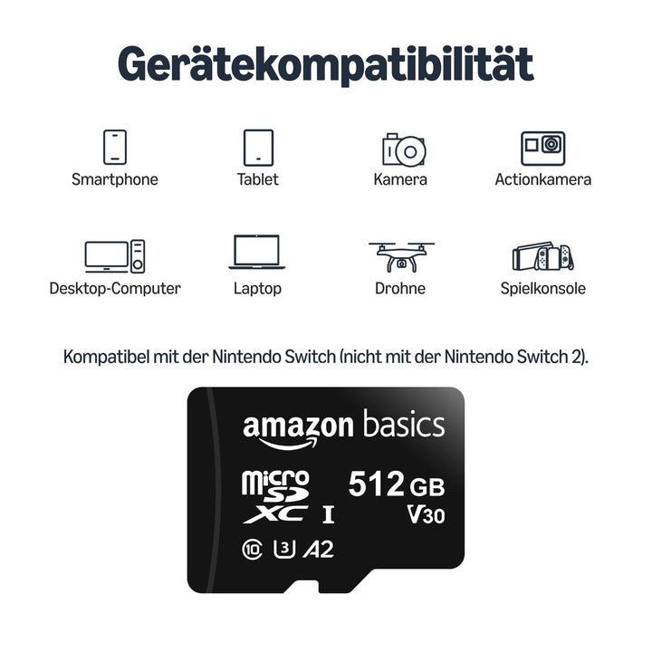 microSDXC-Speicherkarte 512 GB A2 U3 mit SD-Adapter 100 MB/s - Bild 3