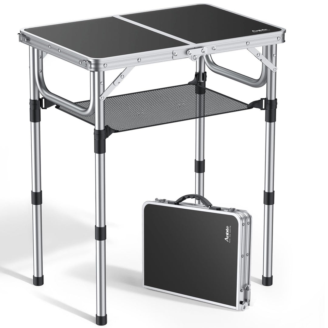 Campingtisch klappbar Aluminium 60x40cm 3 Höhenstufen schwarz