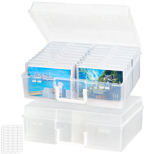 Foto-Aufbewahrungsbox transparent 18 Fächer für 10x15 cm Fotos, 2er-Set
