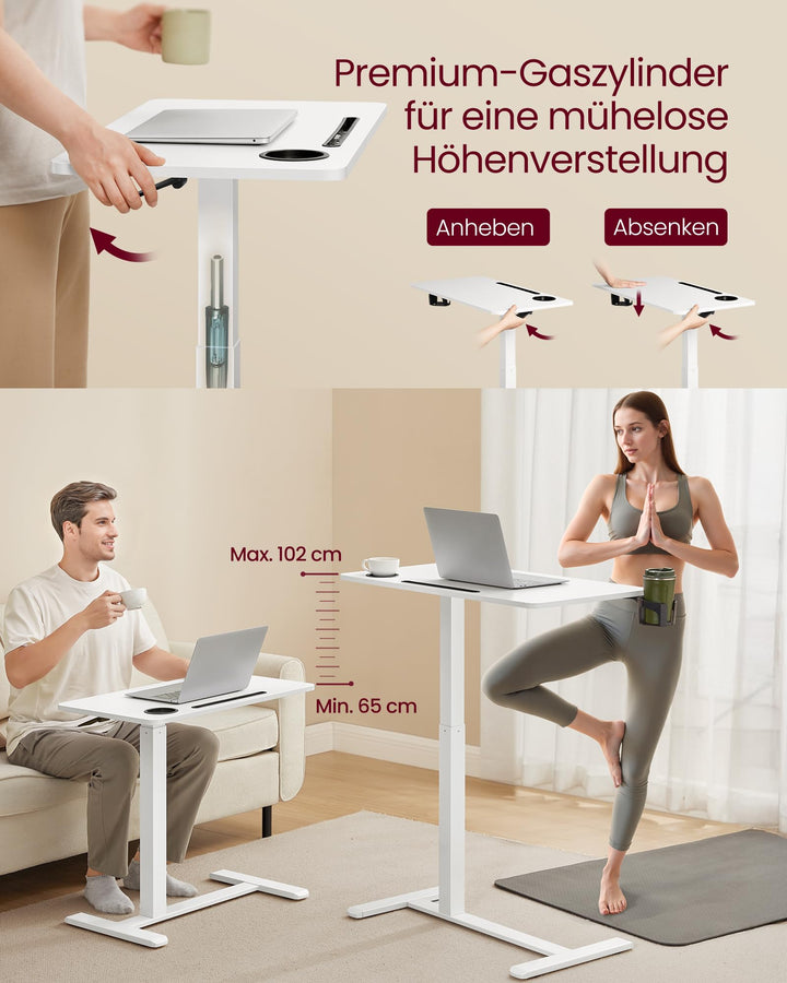 Beistelltisch höhenverstellbar mit Rollen 65-102 cm, 70x40 cm - Bild 3