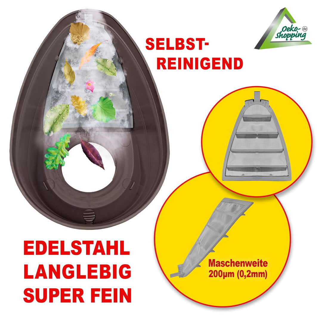 Regentonne 330 Liter Sandstein mit Fallrohrfilter und Wasserhahn - Bild 8