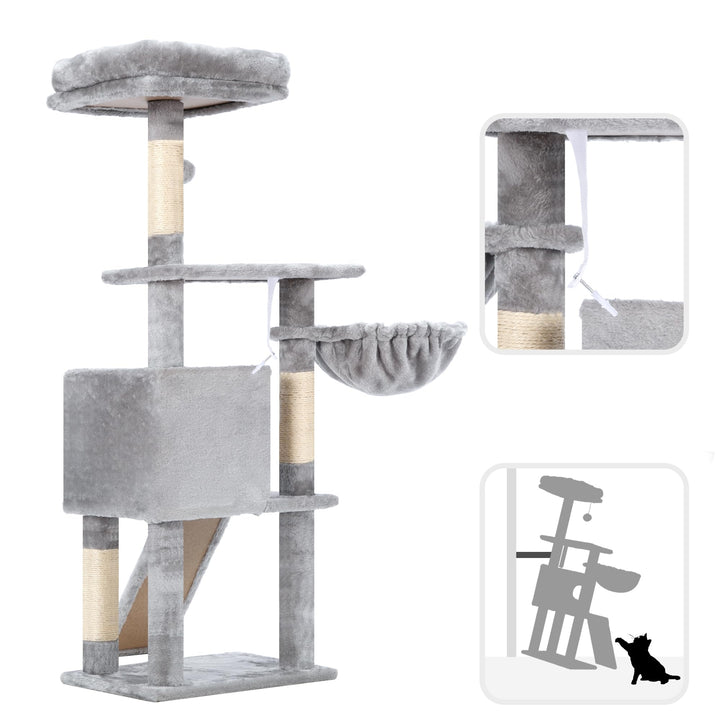 Kratzbaum mehrstöckig mit Höhle, Korb und Sisalsäulen für Katzen - Bild 7