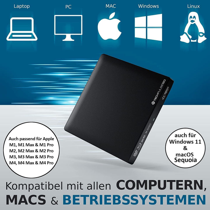Externes Blu-ray DVD CD Laufwerk USB 3.0/USB-C UHD 4K/8K Brenner - Bild 4