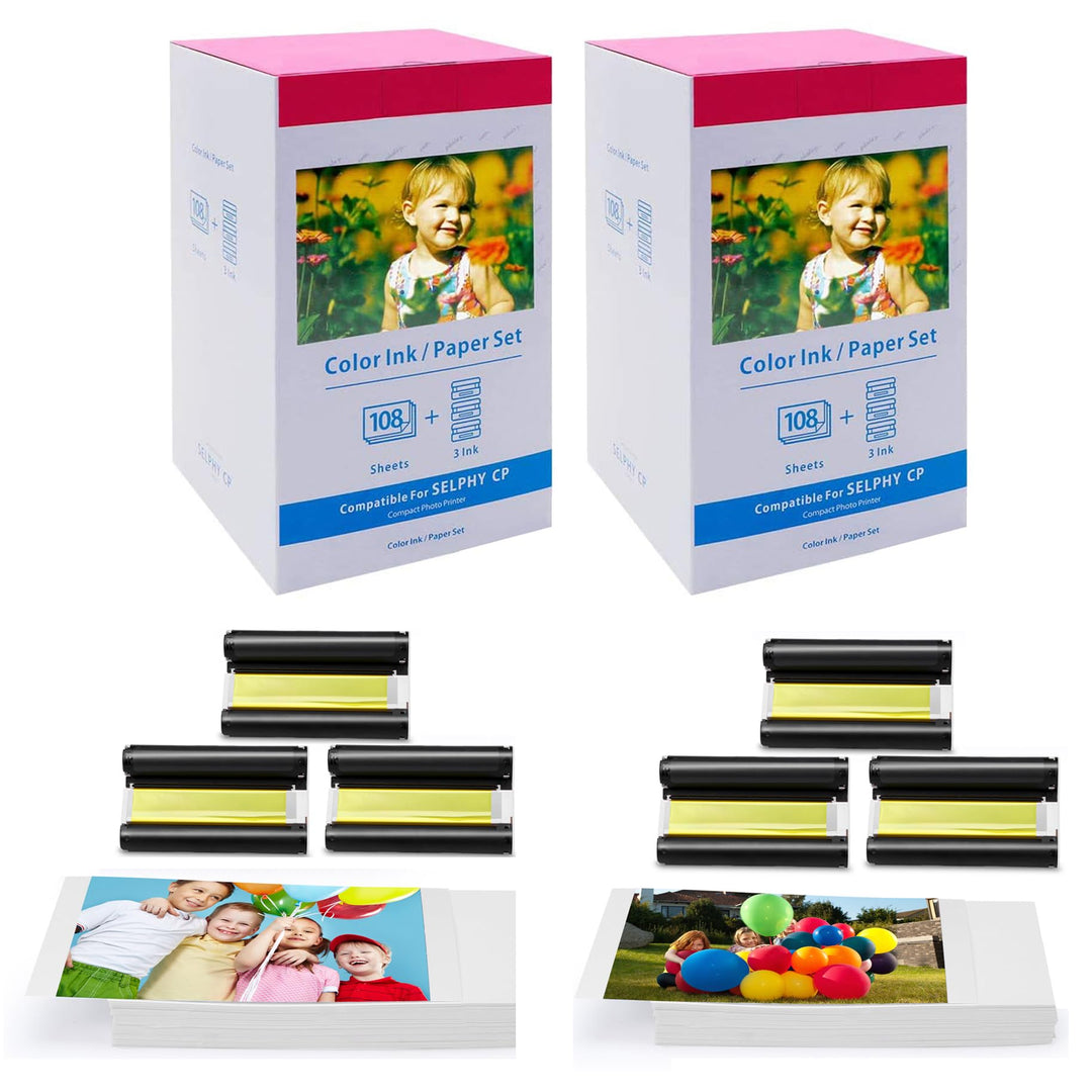 Fotopapier mit Tintenkassetten 10x15 cm Farbsublimation 216 Blatt
