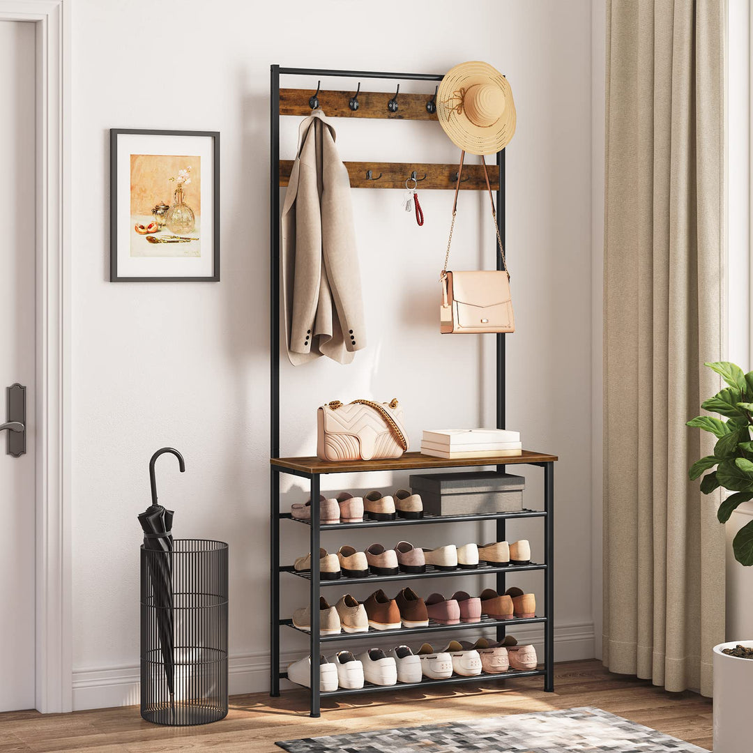Garderobenständer mit Schuhregal 5 Ebenen Industrie-Design Flur - Bild 3