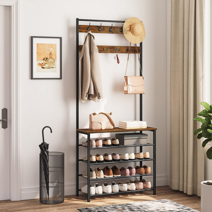 Garderobenständer mit Schuhregal 5 Ebenen Industrie-Design Flur - Bild 3