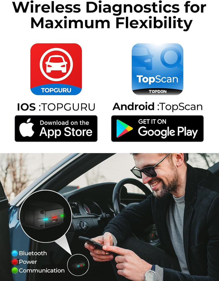 OBD2 Diagnosegerät Bluetooth für iOS &amp; Android 8+ Reset-Funktionen - Bild 2
