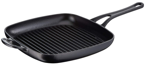 Grillpfanne Eisenguss 25x25 cm mit Emaille-Versiegelung induktionsgeeignet