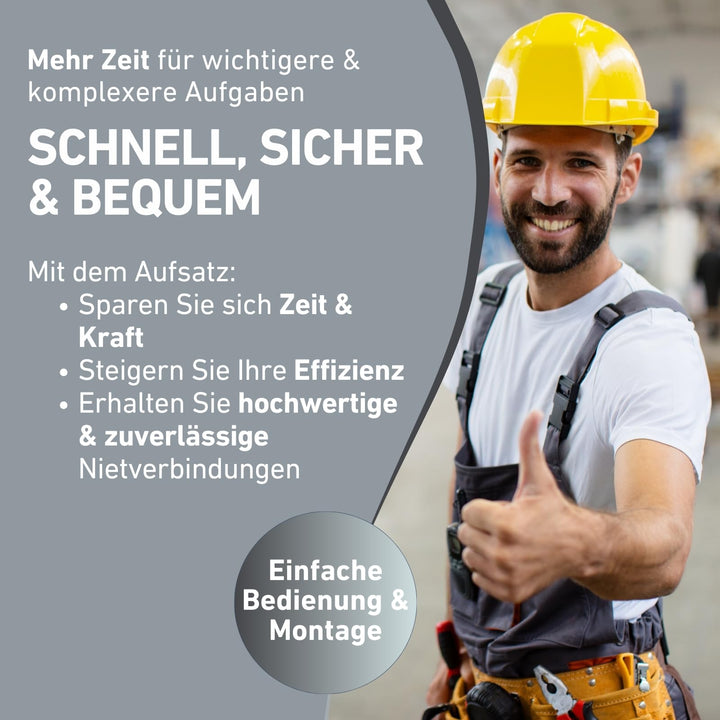 Nietmutternaufsatz für Akkuschrauber M3-M8 Alu Stahl Edelstahl - Bild 3