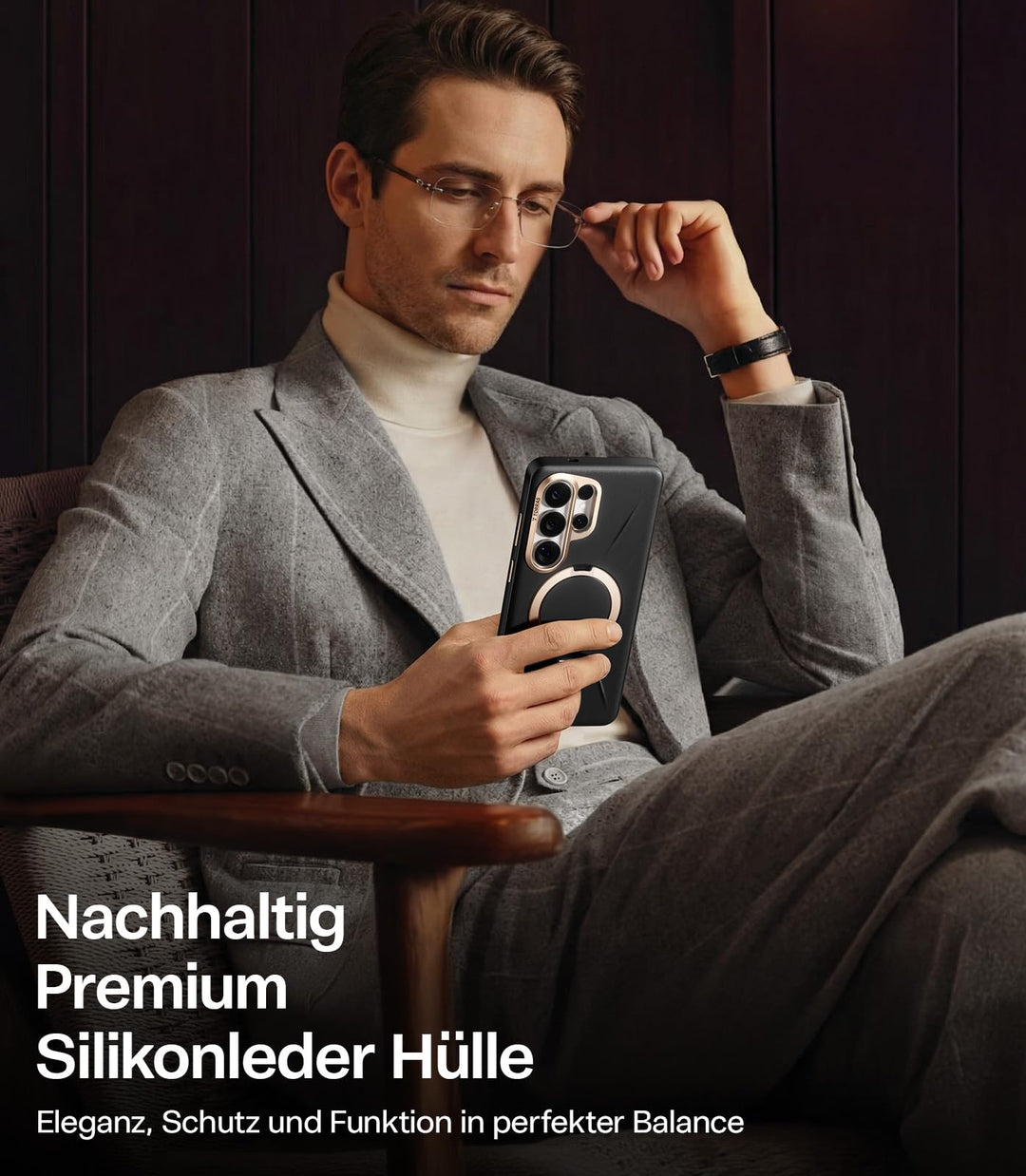 Handyhülle Samsung Galaxy S26 Ultra Silikonleder 360° Magnetständer - Bild 2