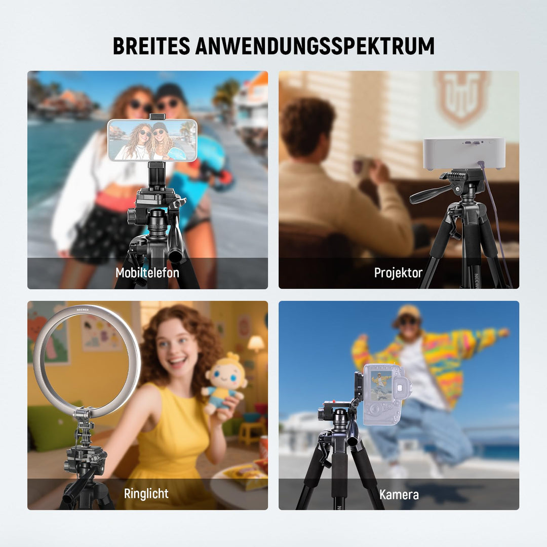 Kamera-Stativ Aluminium 2-in-1 mit Einbein 177cm 3-Wege-Kopf - Bild 7