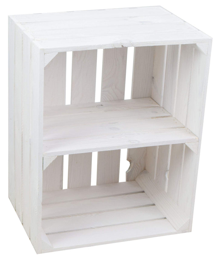 Obstkiste Holz Weiss mit Zwischenbrett 50x30x40 cm 3er Set - Bild 7