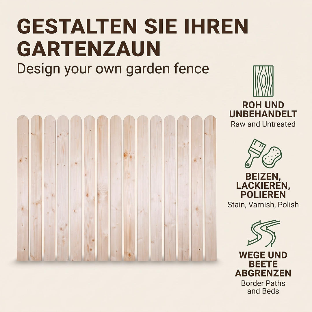 Zaunlatten Fichte roh 15 Stück 100 cm für Garten und Beet - Bild 7