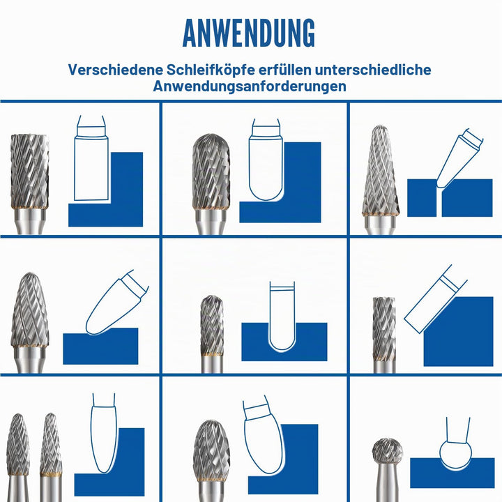 Hartmetall Frässtifte Set 10-tlg. 6mm Schaft für Metall und Holz - Bild 7