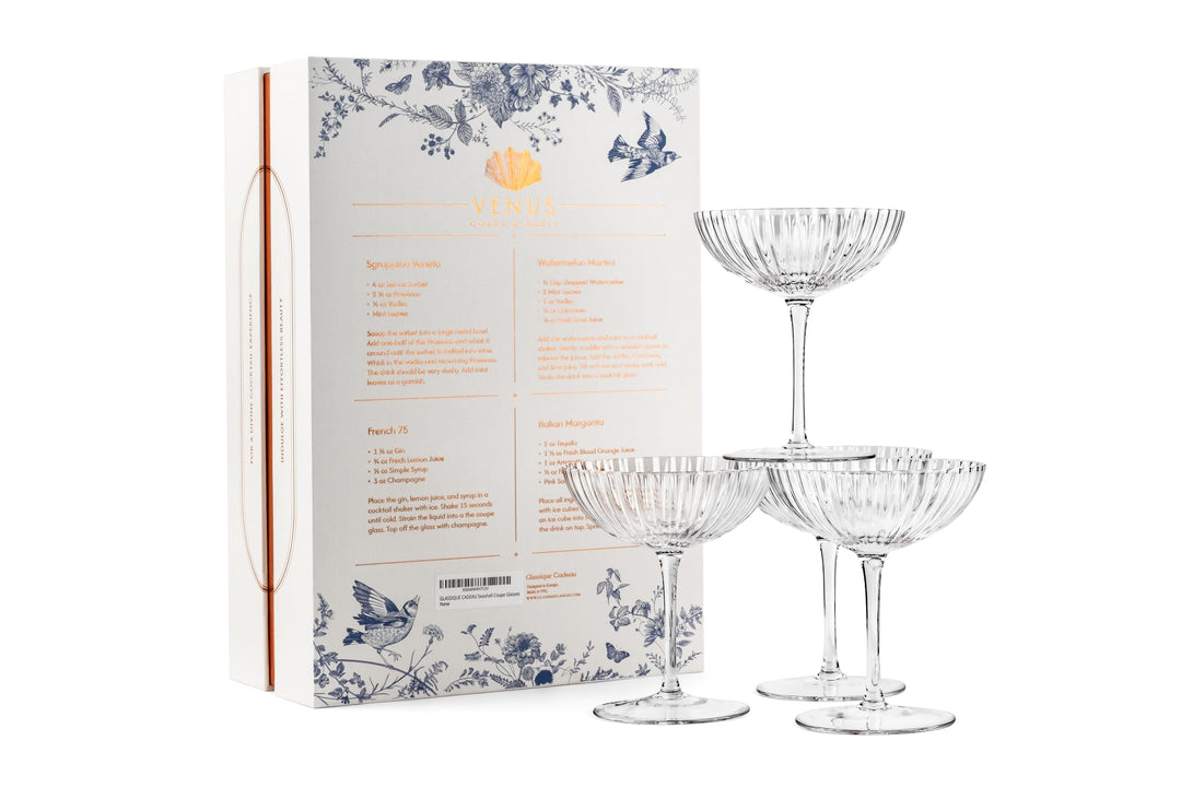 Coupe Cocktailgläser 4er Set Kristall 240 ml Muschel-Design - Bild 7