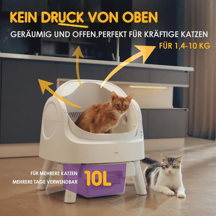Selbstreinigende Katzentoilette Offen 7,9L Streu 10L Abfall für grosse Katzen - Bild 5