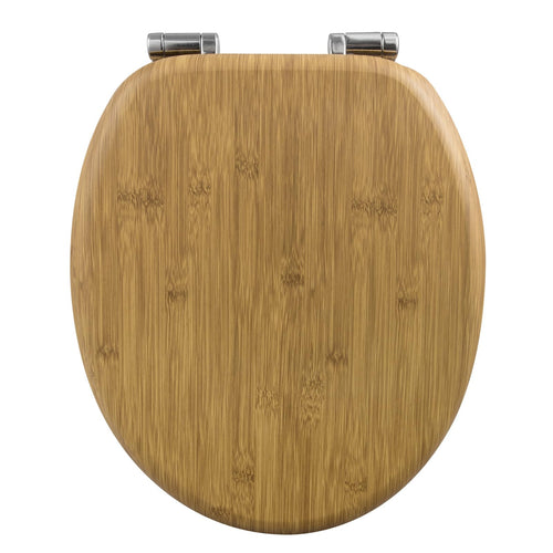WC-Sitz Oval mit Absenkautomatik MDF Holzkern Bambus-Dekor
