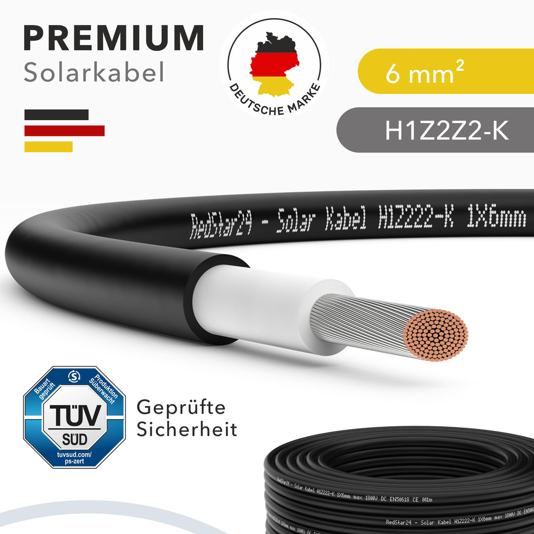 Solarkabel 6mm² schwarz 50m TÜV-geprüft UV-beständig PV - Bild 2