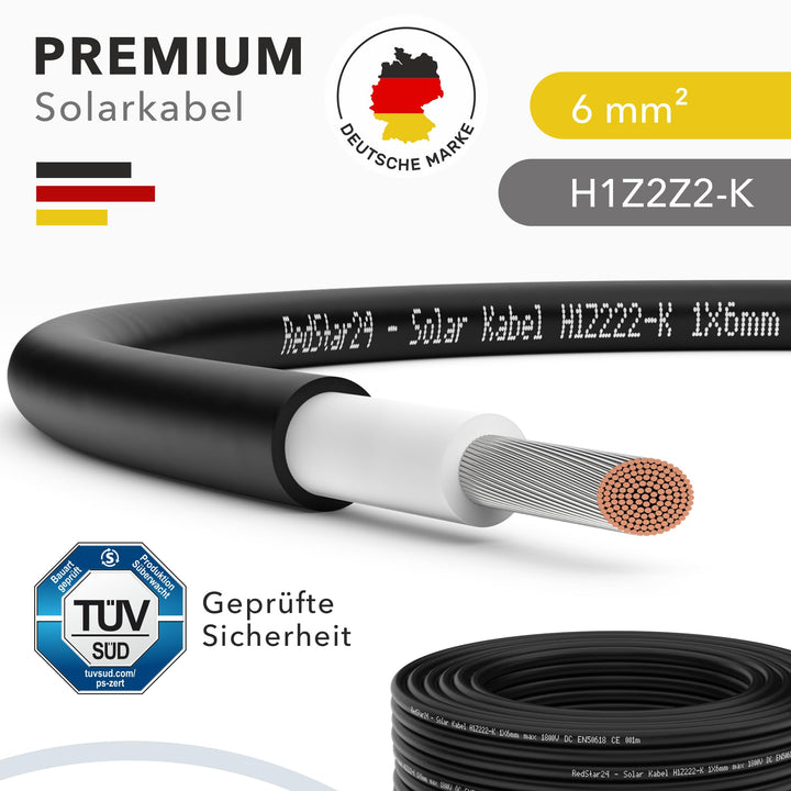 Solarkabel 6mm² schwarz 50m TÜV-geprüft UV-beständig PV - Bild 2