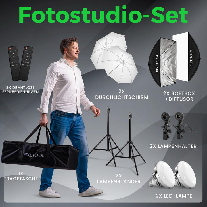 Softbox Set 70x50 cm mit LED-Lampen 48W dimmbar 2er-Set Fotostudio - Bild 9