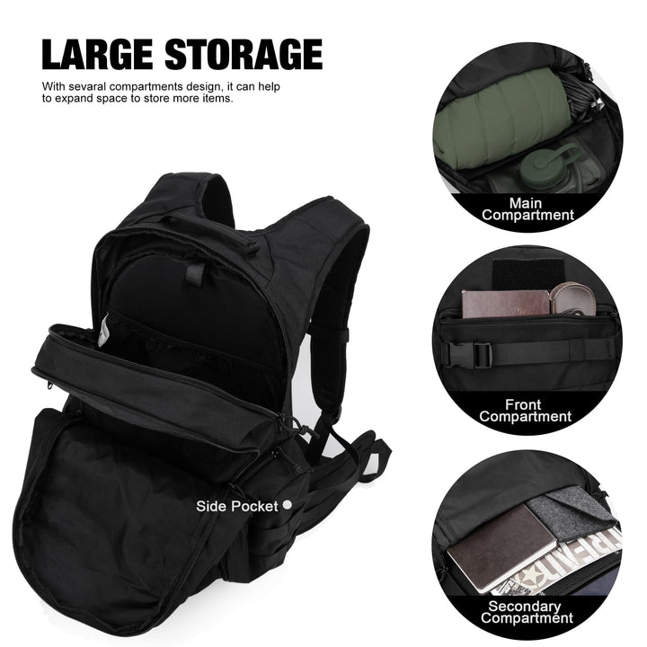 Taktischer Trekkingrucksack 28L MOLLE Polyester mit Rückenpolster - Bild 4
