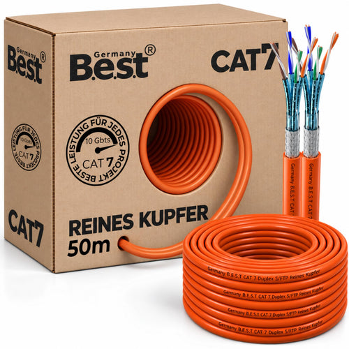 CAT 7 Duplex Verlegekabel S/FTP LSZH 50m 10 Gbit/s Reinkupfer