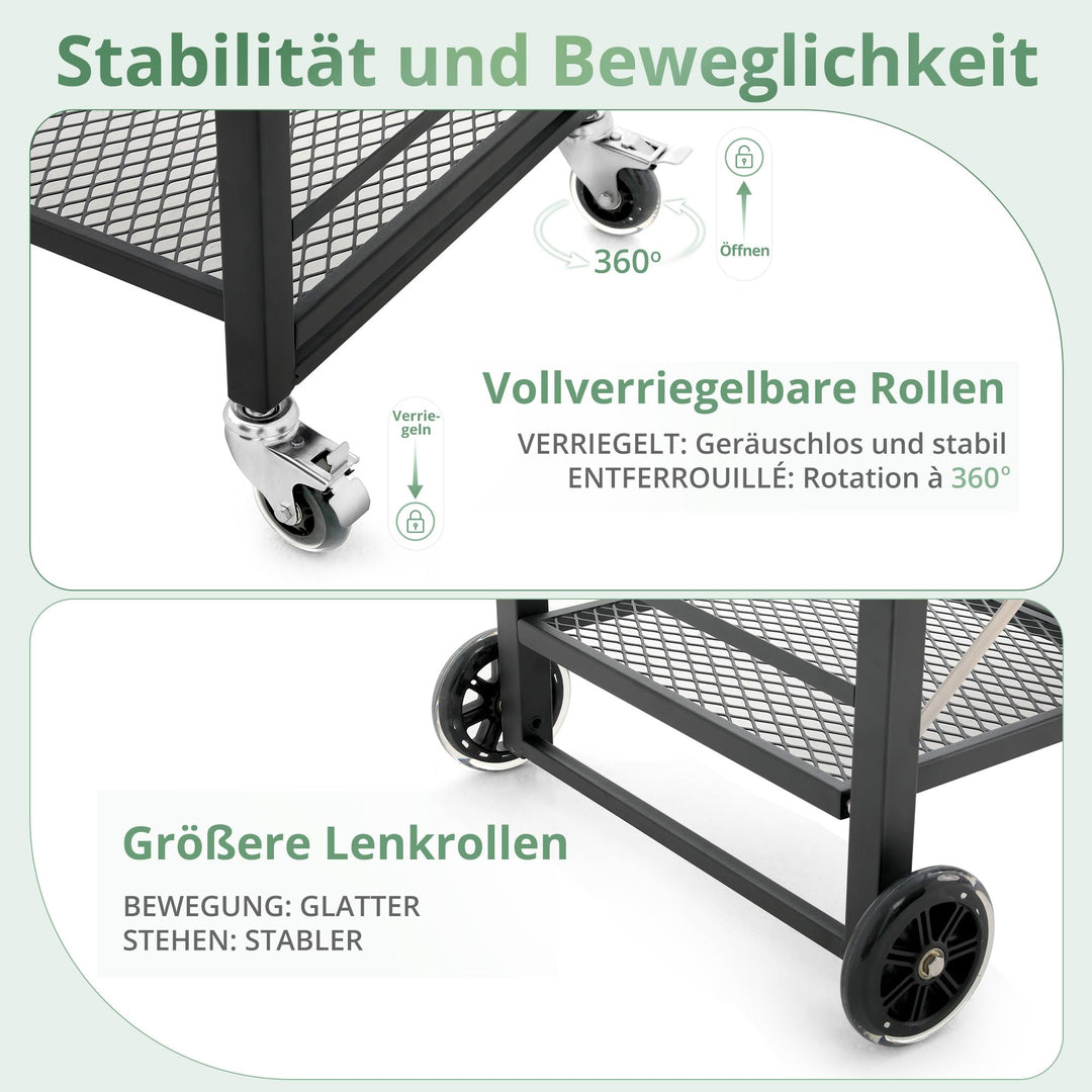 Grillwagen klappbar Edelstahl 70x47x86 cm mit Rädern - Bild 4