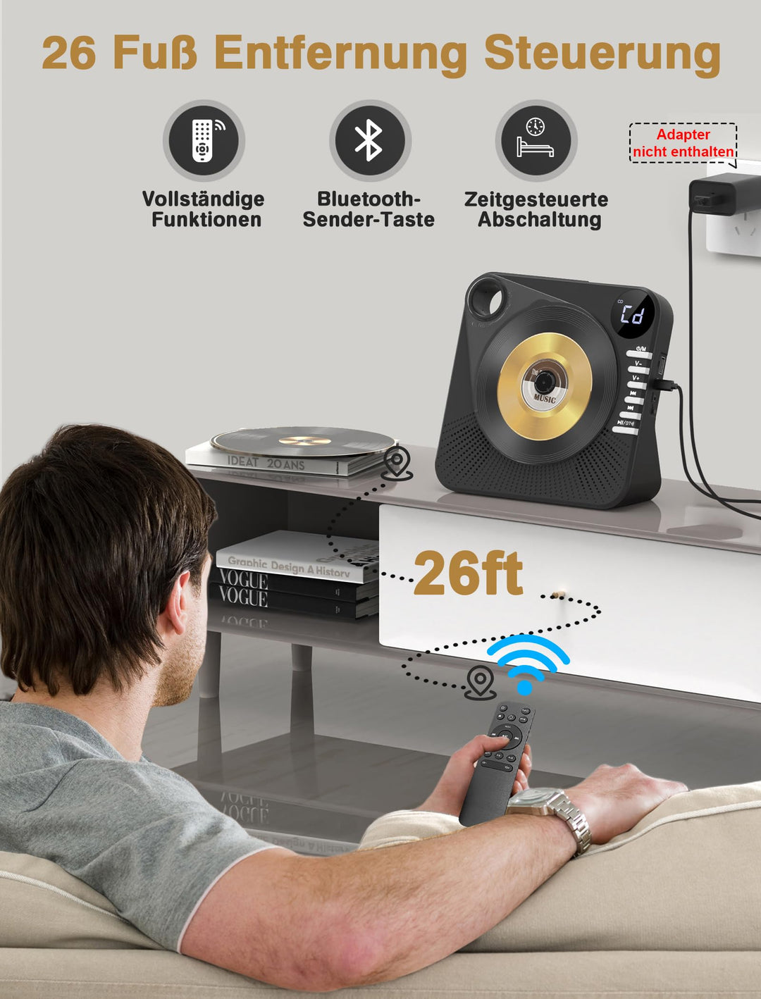 CD Player mit Bluetooth 5.1 und Dual-Lautsprecher, 5 EQ-Modi - Bild 6