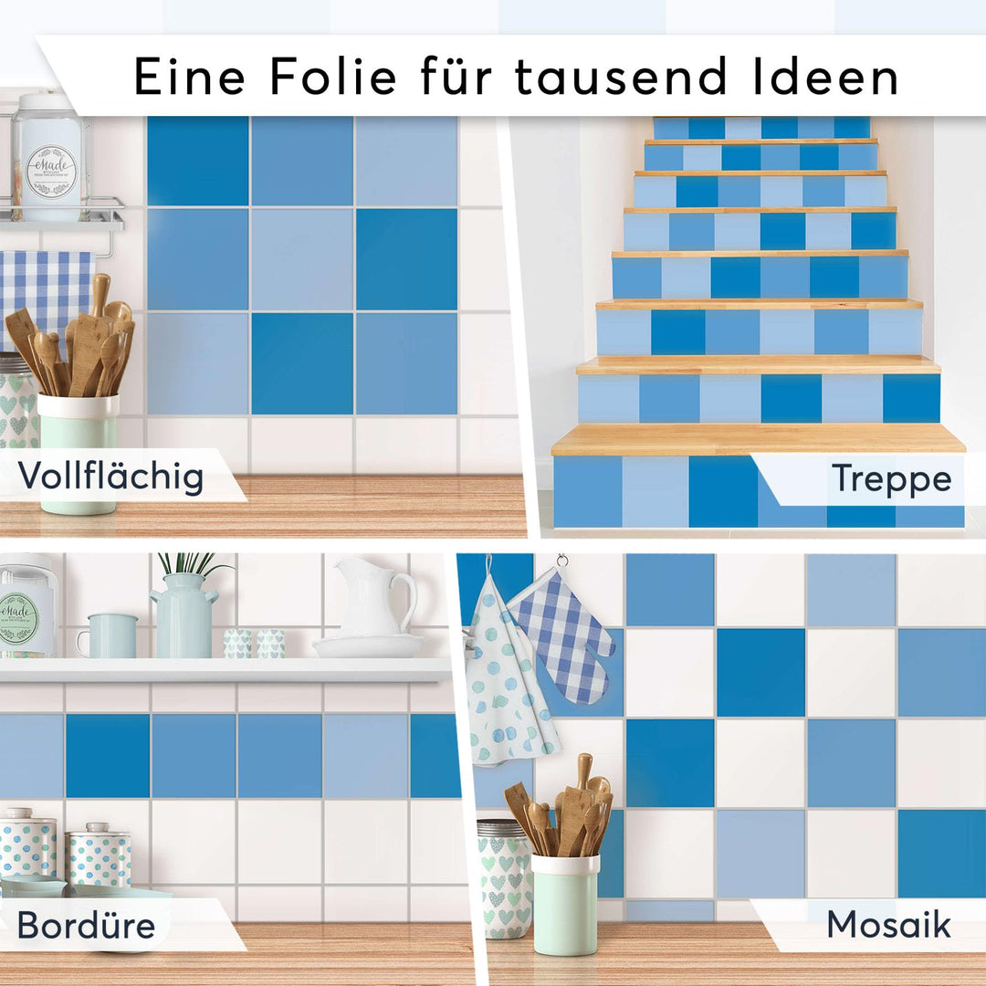 Fliesenfolie selbstklebend Blautöne Mosaik 10x10 cm, 36 Stück - Bild 8