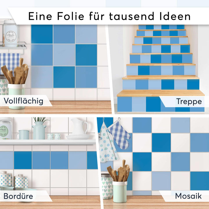 Fliesenfolie selbstklebend Blautöne Mosaik 10x10 cm, 36 Stück - Bild 8