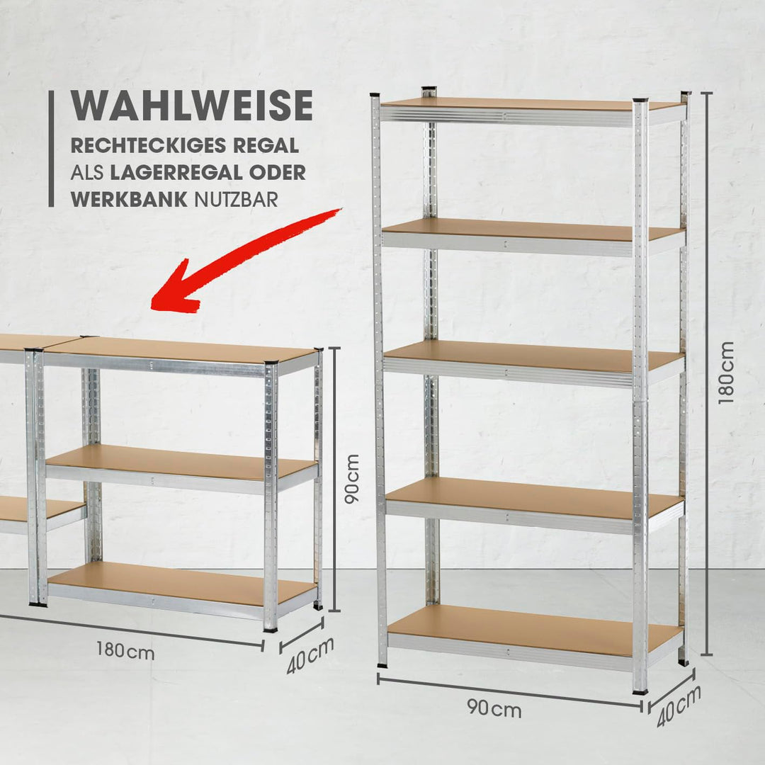 Schwerlastregal 2er-Set 180x90x40 cm MDF 10 Ebenen Garage Keller - Bild 2