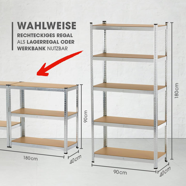 Schwerlastregal 2er-Set 180x90x40 cm MDF 10 Ebenen Garage Keller - Bild 2