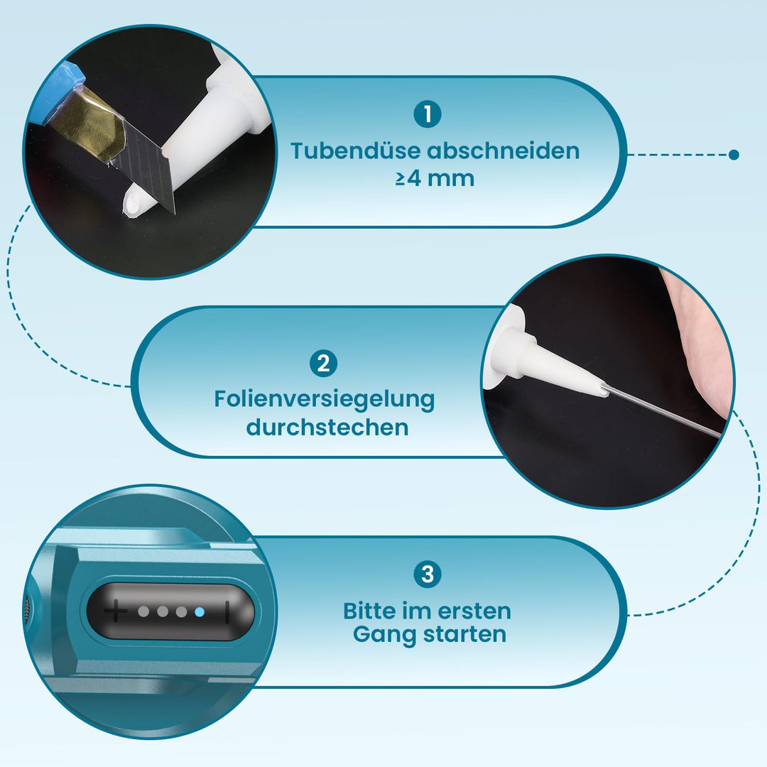 Akku-Kartuschenpistole 18V mit LED und 4 Geschwindigkeiten für 300-ml-Kartuschen - Bild 8