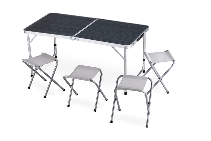 Camping Klapptisch-Set Aluminium 120x60 cm mit 4 Klappstühlen - Bild 4
