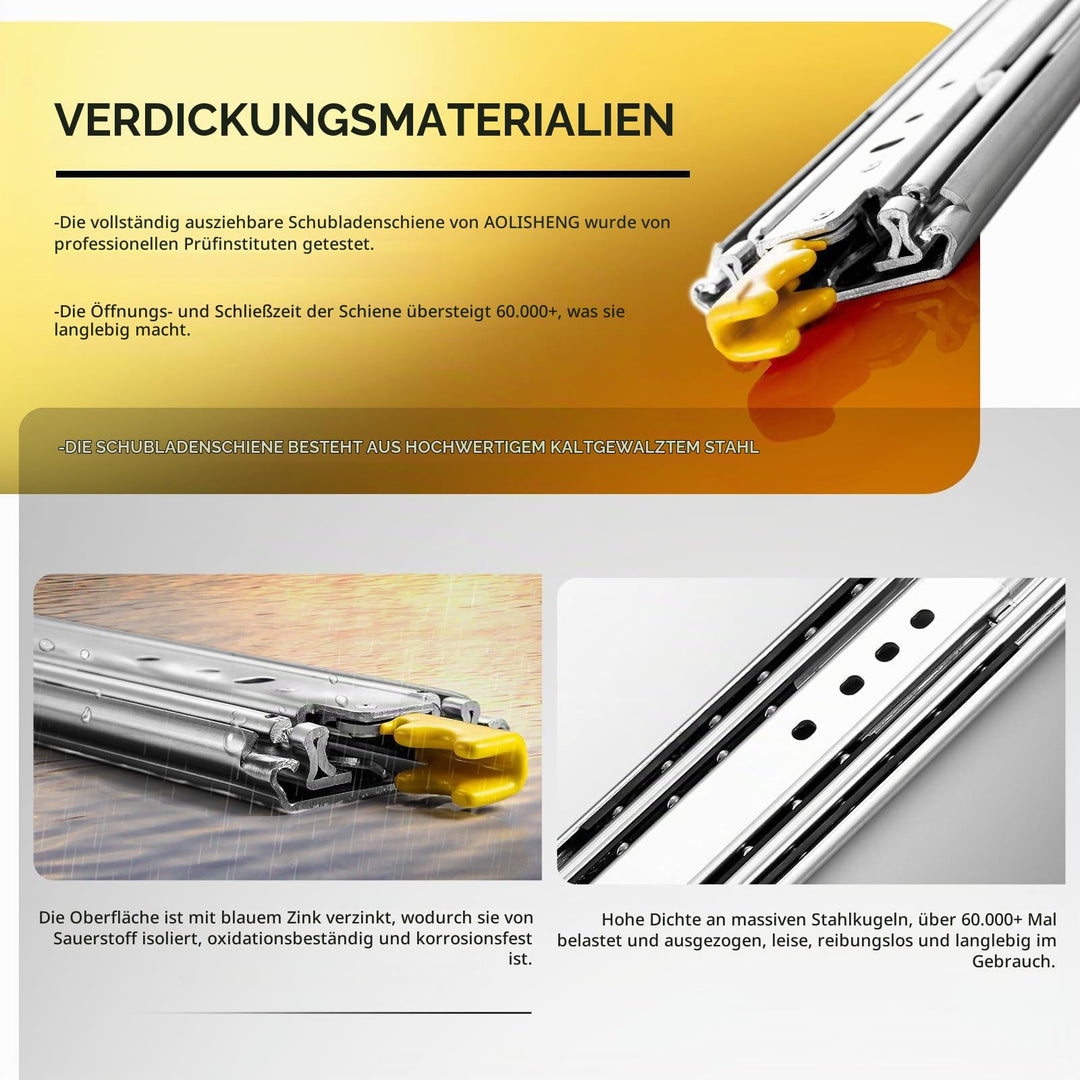 Schubladenschiene Vollauszug 1100mm Schwerlast 130kg mit Verriegelung - Bild 7
