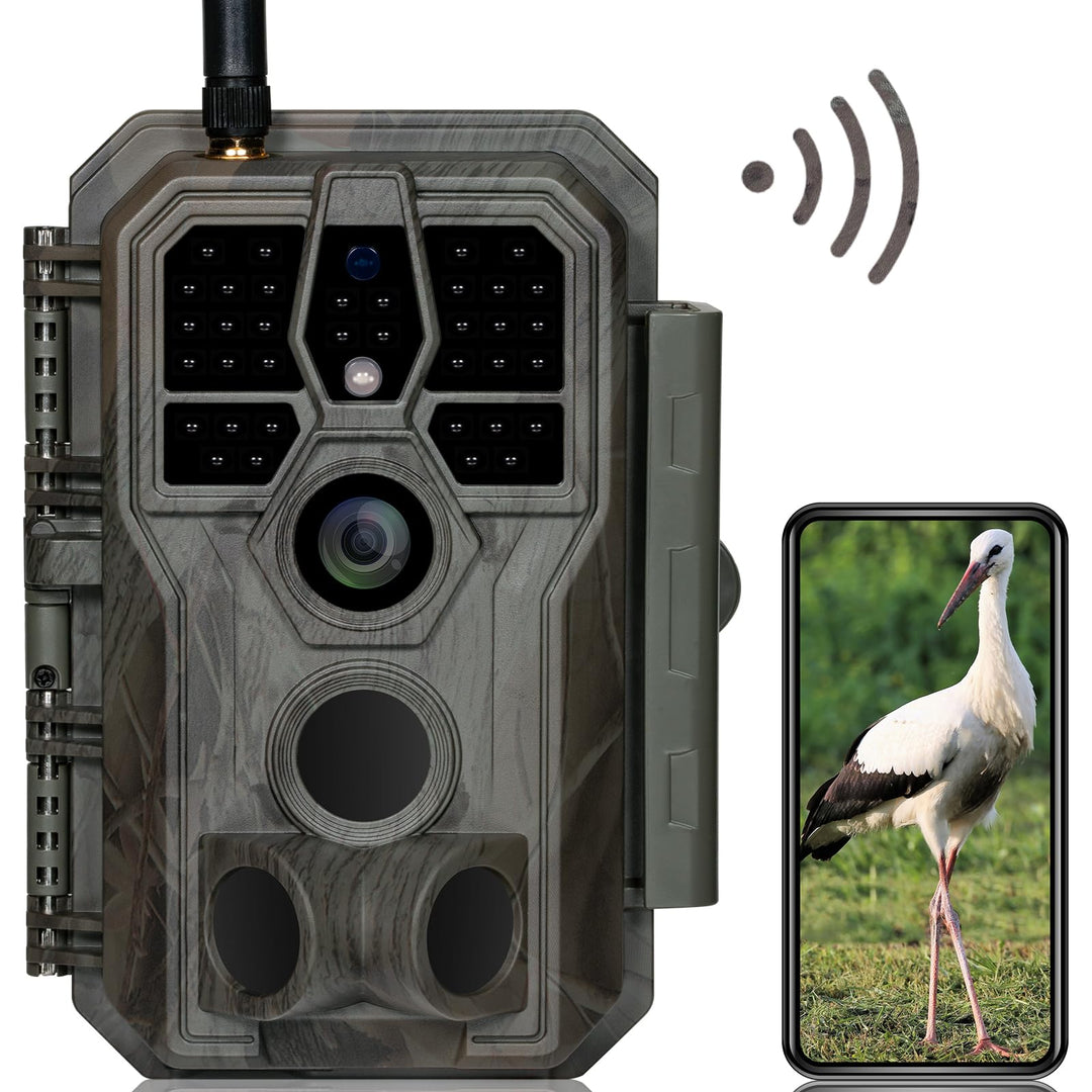Wildkamera WLAN 64MP 1296P mit No-Glow-Nachtsicht und App-Steuerung