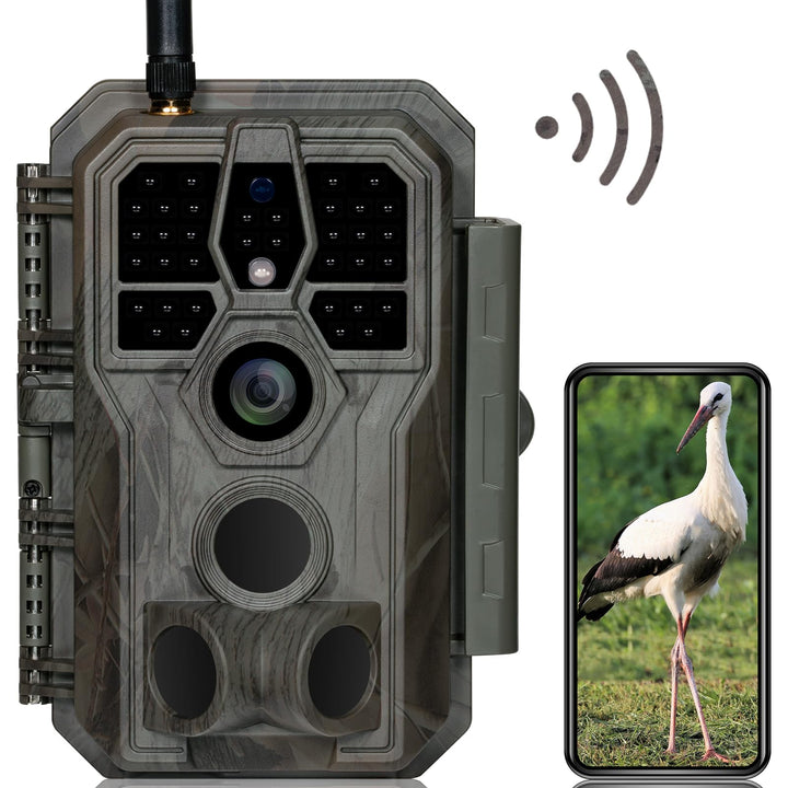 Wildkamera WLAN 64MP 1296P mit No-Glow-Nachtsicht und App-Steuerung