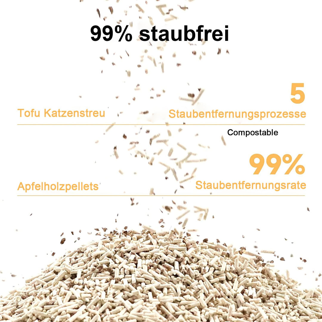 Tofu Katzenstreu Apfelholz-Mix staubfrei 10,8 kg 4er Pack - Bild 5