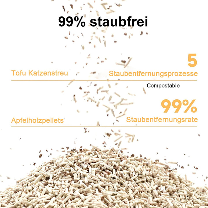 Tofu Katzenstreu Apfelholz-Mix staubfrei 10,8 kg 4er Pack - Bild 5