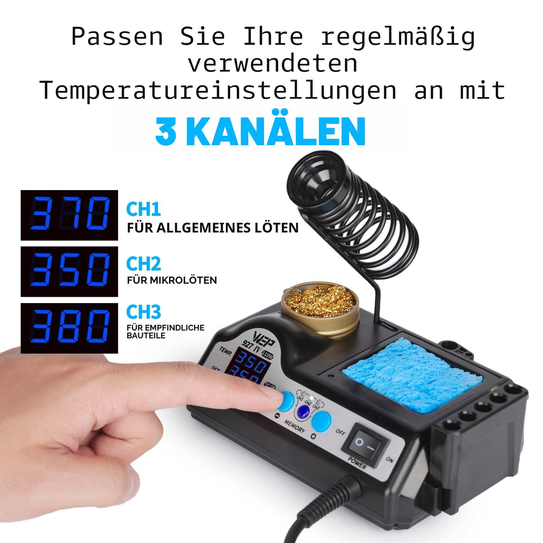 Lötstation 110W mit LED-Lupe, 5 Lötspitzen und Helferhänden - Bild 3