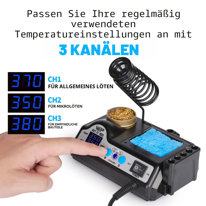 Lötstation 110W mit LED-Lupe, 5 Lötspitzen und Helferhänden - Bild 3
