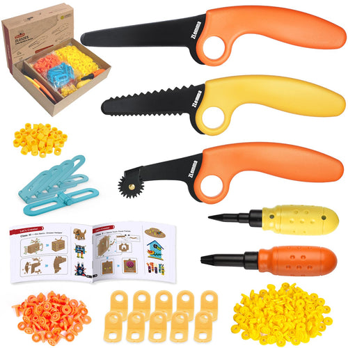 Karton-Baukasten 401-teilig mit Werkzeug-Set für Kinder ab 6