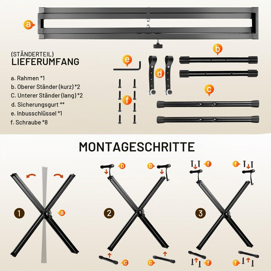 Keyboard-Set Ständer und Bank höhenverstellbar für 61–88 Tasten - Bild 8