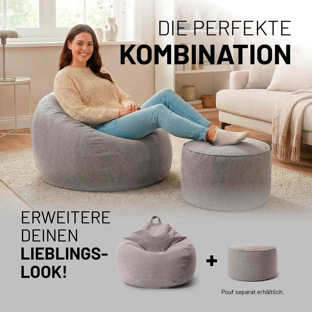 Sitzsack Indoor EPS-Perlen-Füllung 90x110x50cm 250L Hellgrau - Bild 9