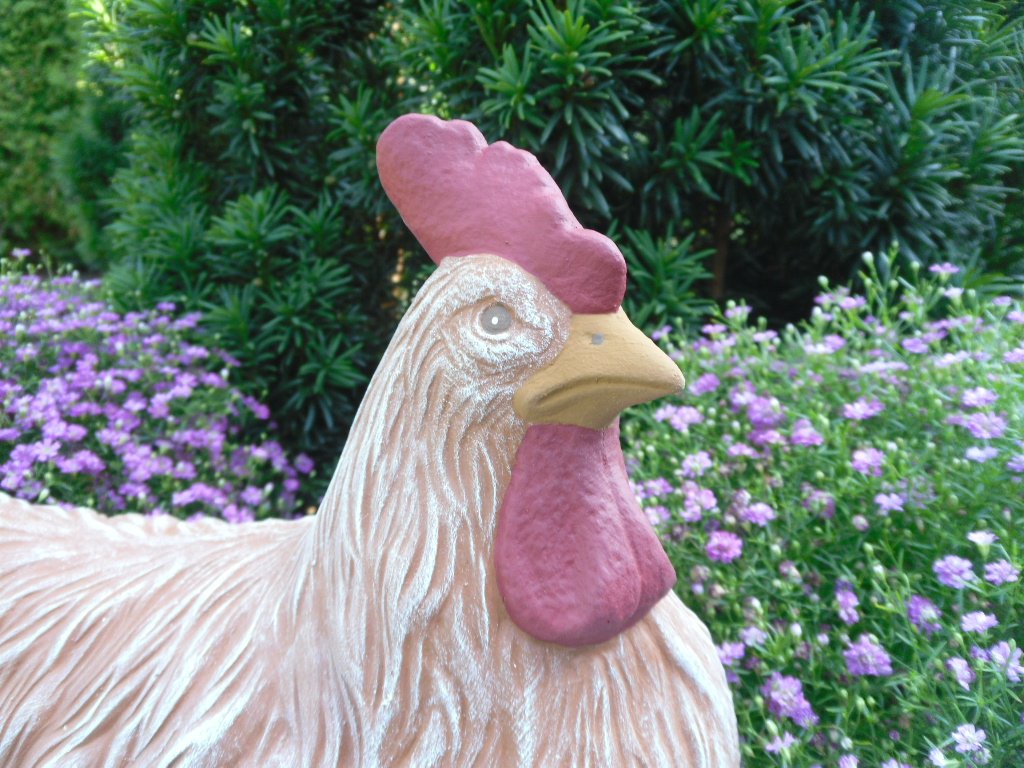 Gartenfigur Huhn Steinguss Terrakotta-Patina 26x15x23 cm Unikat - Bild 6